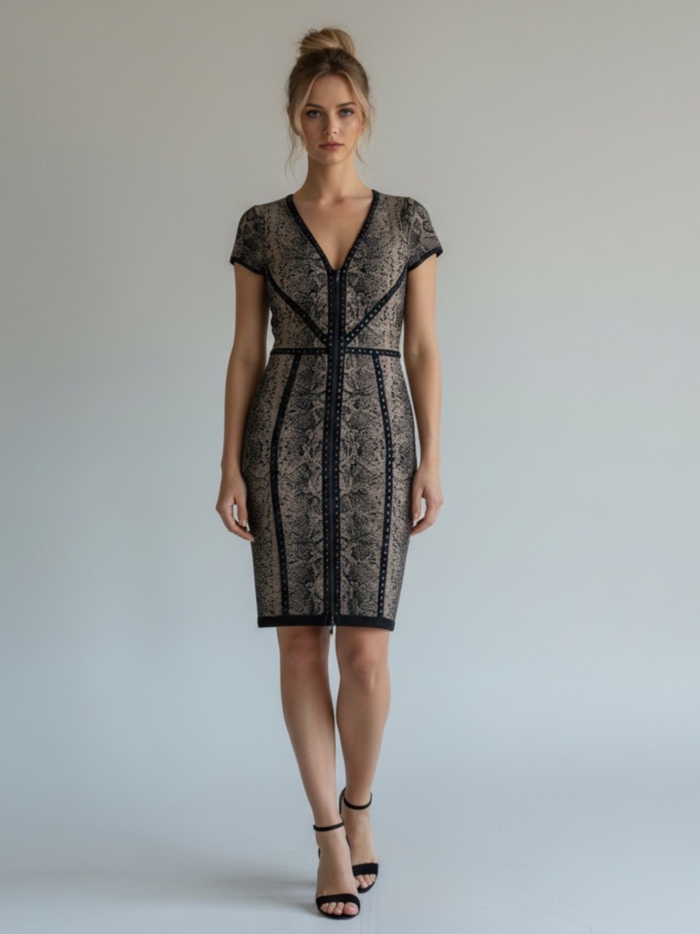 Cache Snakeskin Sheath Dress 90/Y2k Medium